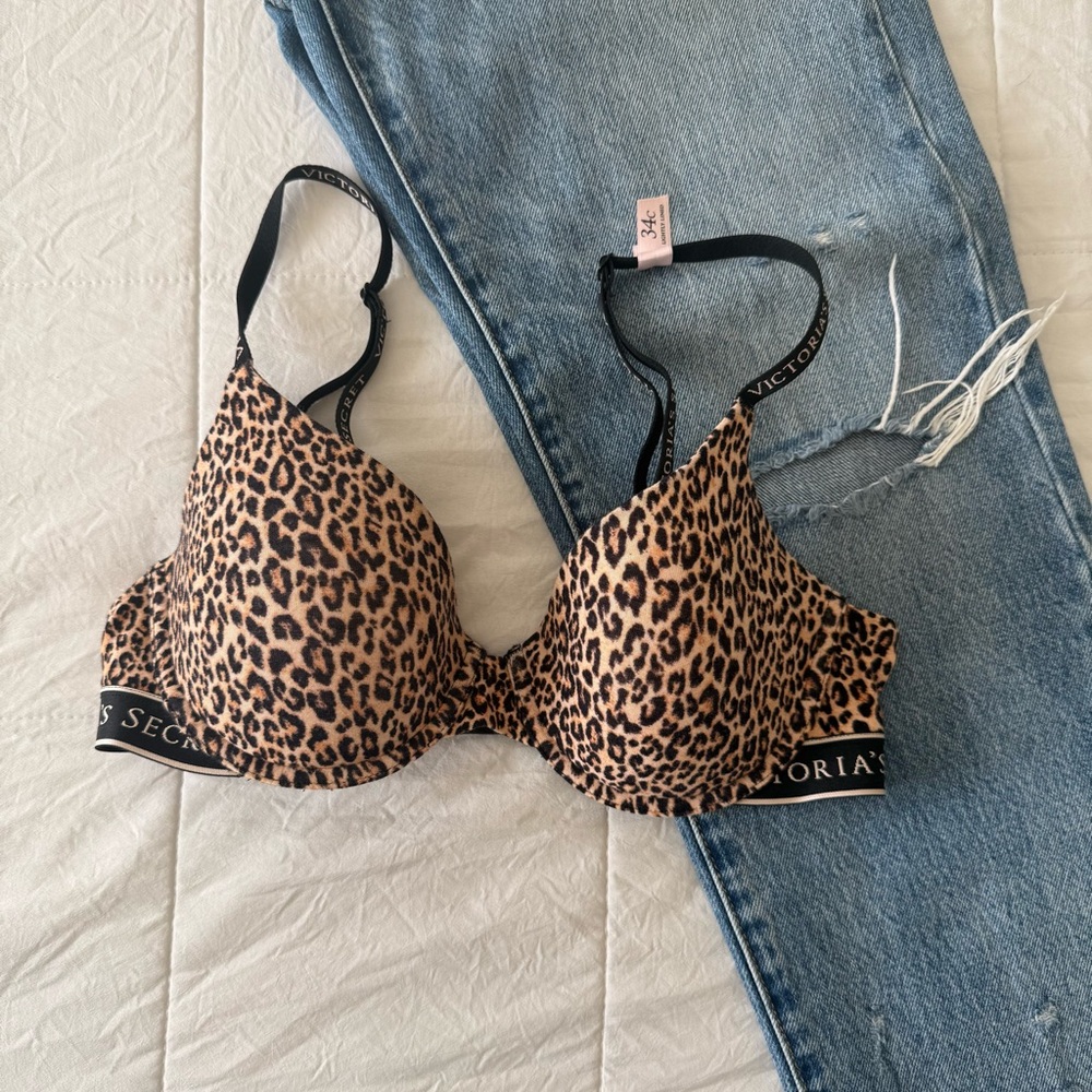 Victoria's Secret Leopard Print Bra - Black & Tan Size34c